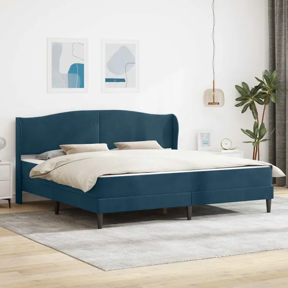 vidaXL Sengestel med Hovedgærde Blå 200x200 cm Fløjl