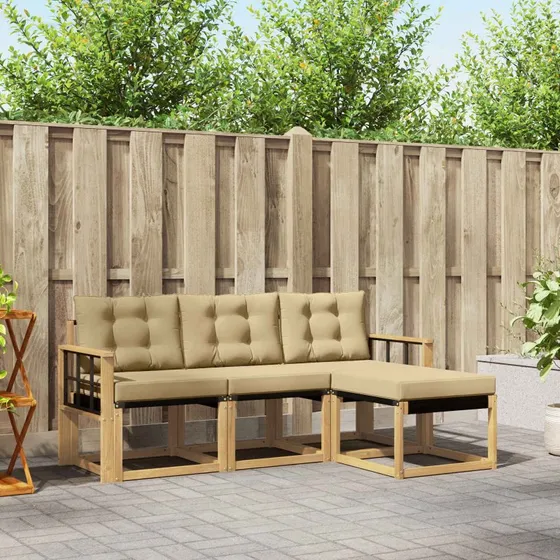 vidaXL Udendørs Sofagruppe 4-pces Hvid og Beige