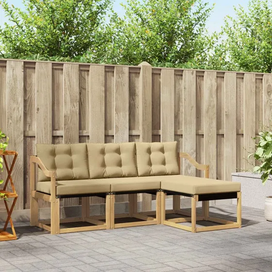 vidaXL Udendørs Sofagruppe 4-pces Hvid og Beige
