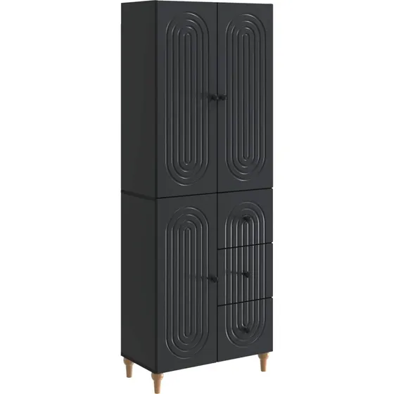 vidaXL Skab Sæt 2 stk 66 x 34,5 x 90 cm Sort Konstrueret Træ