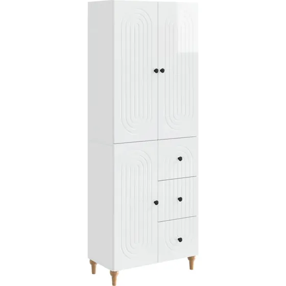 vidaXL Skab Sæt 2 stk 66 x 34,5 x 90 cm Hvid Højglans Konstrueret Træ