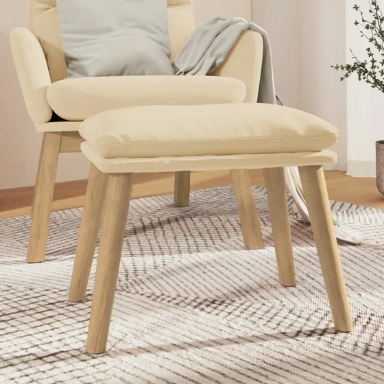 vidaXL Fodskammel 45x29,5x35 cm, fløjl, cremefarvet