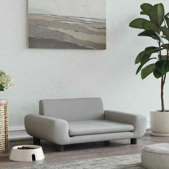 vidaXL Hundeseng 70x45x33 cm lysegrå velour