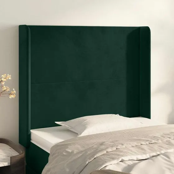 vidaXL Sengegavl med Kanter 83x16x118/128 cm, Mørkegrøn