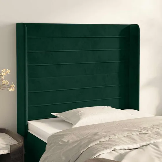 vidaXL Sengegavl med Kanter 93x16x118/128 cm, Mørkegrøn