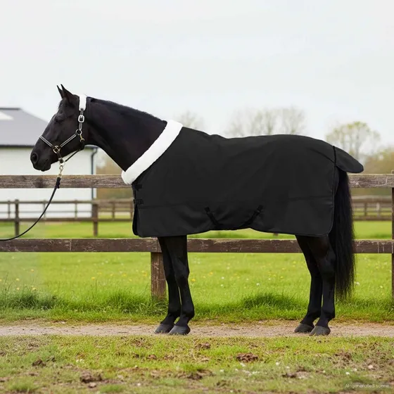 vidaXL Hestetæppe Sort 135 cm Polar Fleece