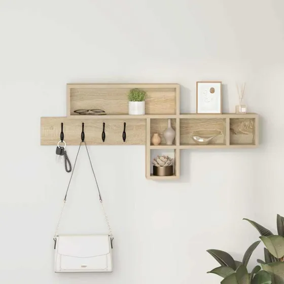 vidaXL Vægmonteret Jakkeholder Sonoma-eg 100 x 12 x 43,5 cm