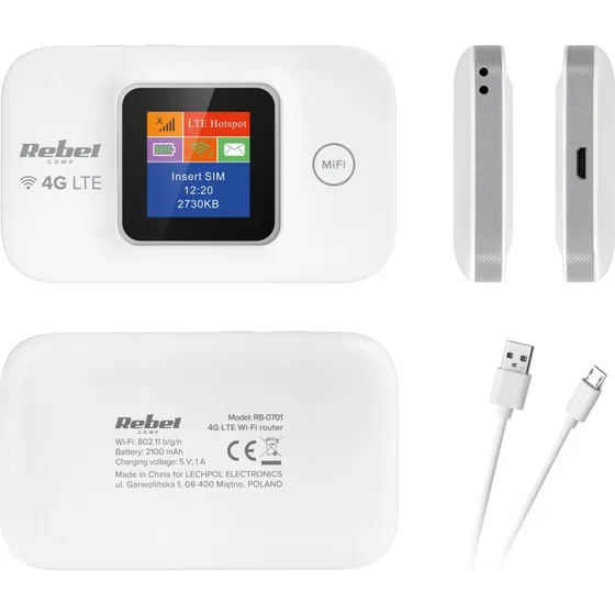 Rebel RB-0701 4G LTE mobil router med batteri