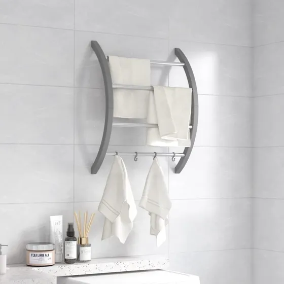 vidaXL håndklædeholder 56x16x72 cm aluminium sølv