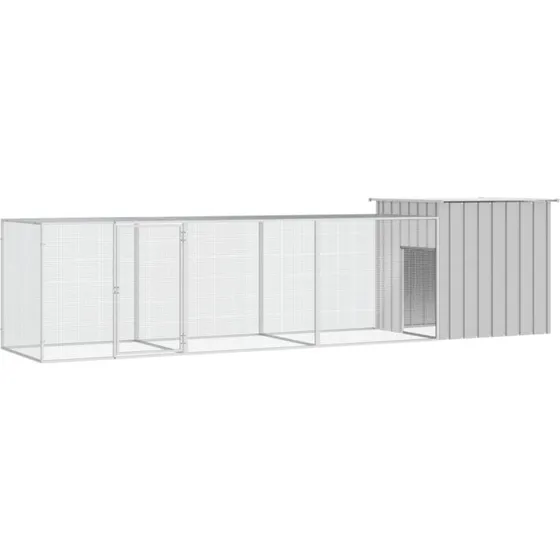 vidaXL Hønsehus 400x91x100 cm galvaniseret stål grå