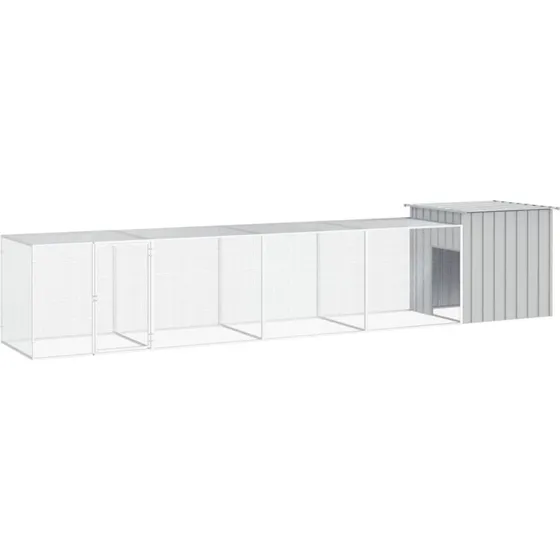 vidaXL hønsehus 500x91x100 cm galvaniseret stål grå
