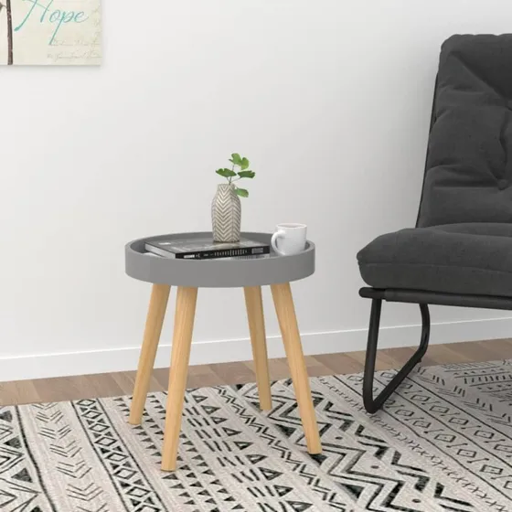 vidaXL Sidebord 38x38x40 cm grå konstrueret træ og fyrretræ