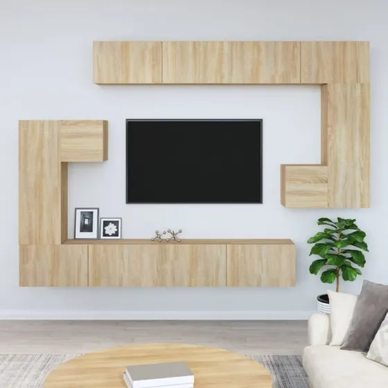 vidaXL Væghængt tv-bord 37x37x72 cm konstrueret træ Sonoma-eg
