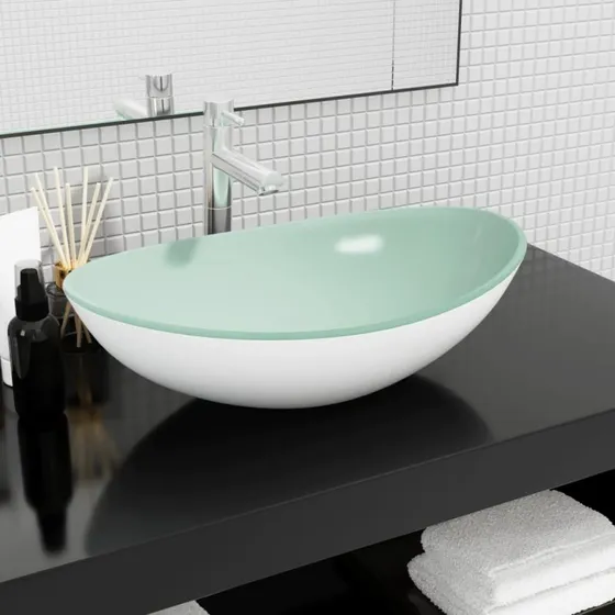 vidaXL Håndvask 54,5x35x15,5 cm hærdet glas hvid