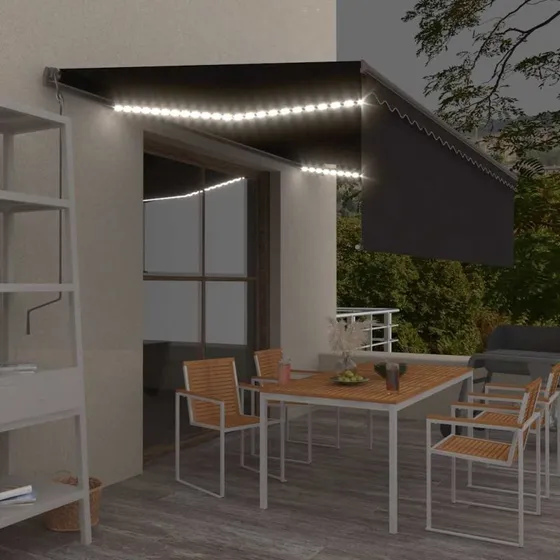 vidaXL Markise 5x3 m med Gardin, Manuel Betjening, Antracitgrå