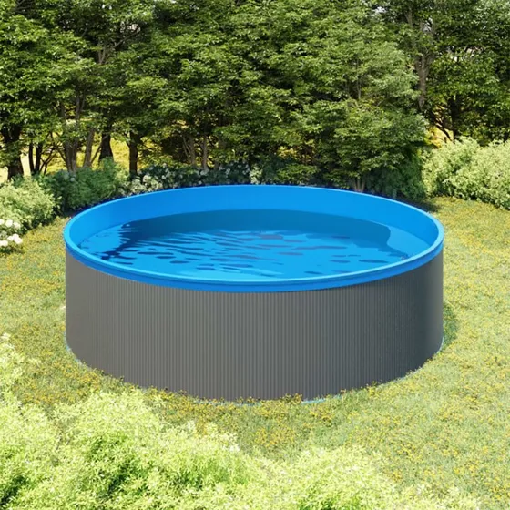 vidaXL Splasher Pool 350x90 cm grå med hængende skimmer og pumpe