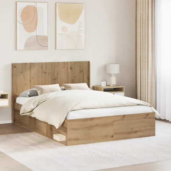 vidaXL Hovedgærde Artisan-eg Konstrueret Træ 135 cm