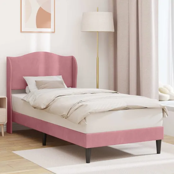 vidaXL Sengestel med Hovedgærde Lyserød 80 x 200 cm Fløjl