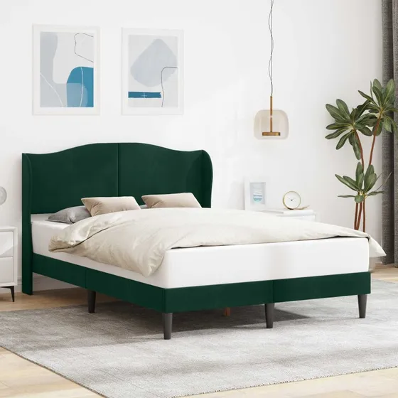vidaXL Sengestel med Hovedgærde Mørkegrøn 120 x 190 cm Fløjl