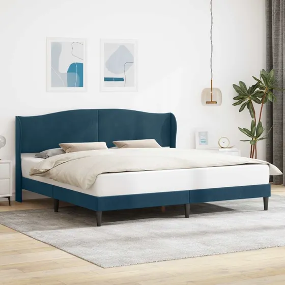 vidaXL Sengestel med Hovedgærde Blå 200x200 cm Fløjl