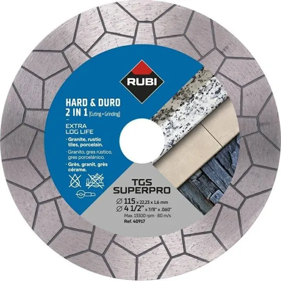 Rubi TGS SuperPro Diamantklinge 125 mm – 2-i-1 Skæring & Slibning