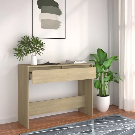 vidaXL Konsolbord 100x35x76,5 cm Sonoma-eg Konstrueret Træ