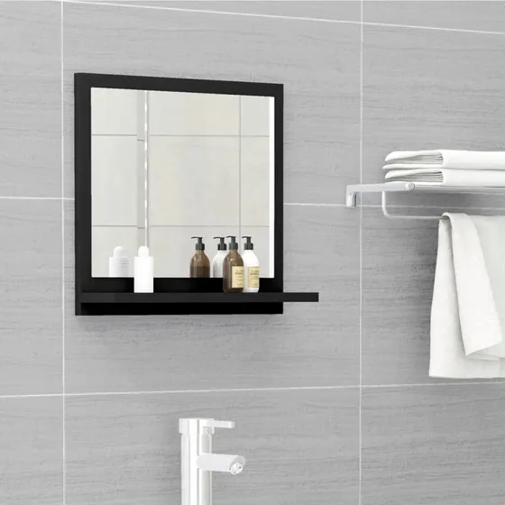 vidaXL badeværelsesspejl 40x10,5x37 cm sort konstrueret træ