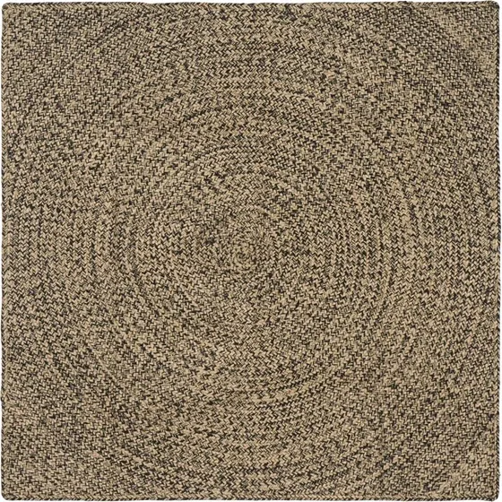 vidaXL Områdetæppe 120x120 cm Naturfarvet og Sort Jute
