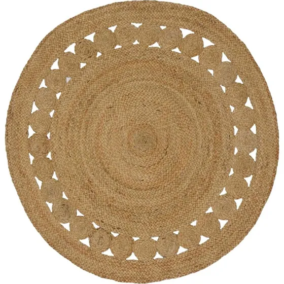 vidaXL Naturfarvet Rundt Tæppe Ø120 cm Jute