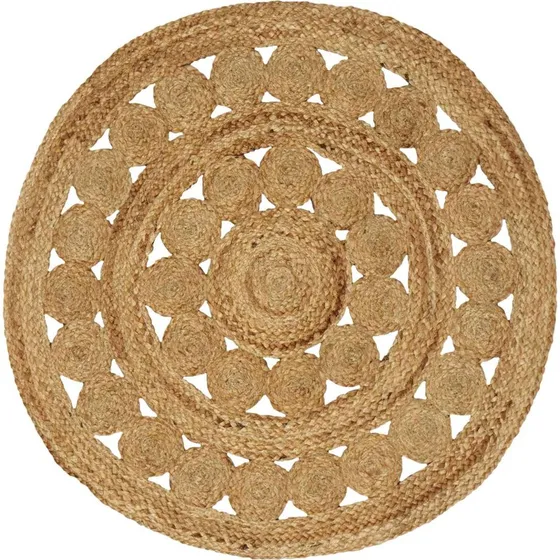 vidaXL Tæppe Ø 90 cm Naturfarvet Jute