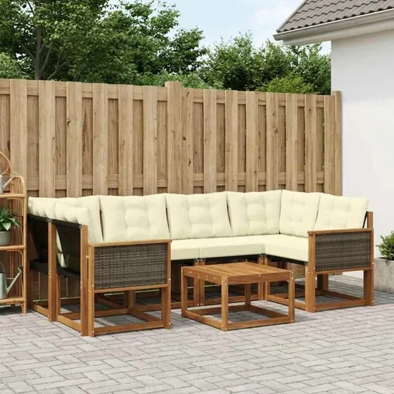vidaXL Udendørs Sofagruppe 7 stk Naturlig/Fløde