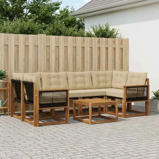 vidaXL Udendørs Sofagruppe 7 stk Naturlig/Beige