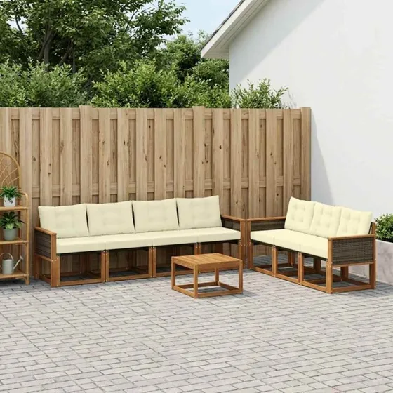 vidaXL Udendørs Sofagruppe 8 pc Naturlig/Fløde