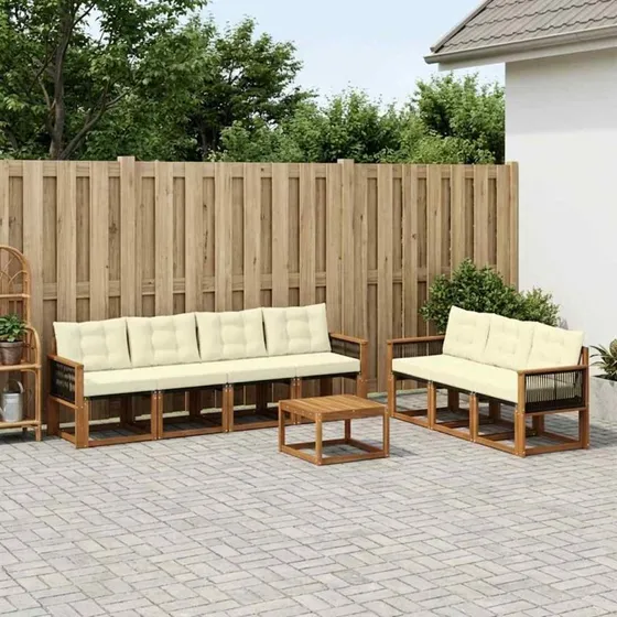 vidaXL Udendørs Sofagruppe 8 pcs Naturlig/Fløde