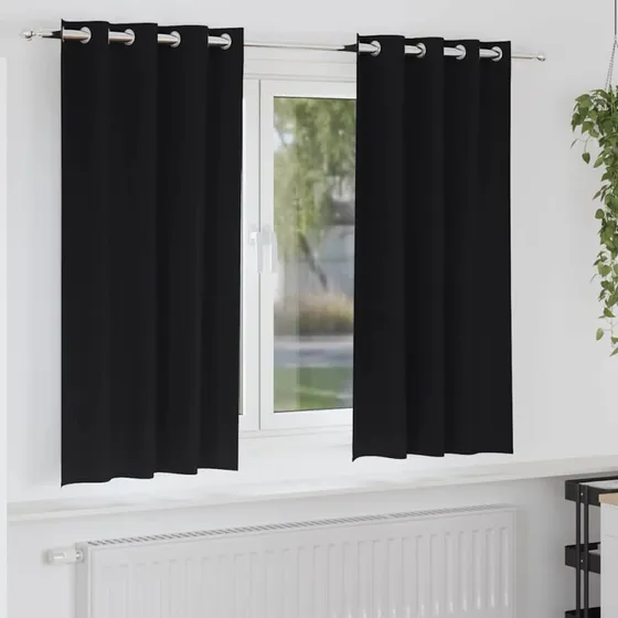 vidaXL Mørklægningsgardiner med Ringe 2 Stk, Sort, 175 x 140 cm