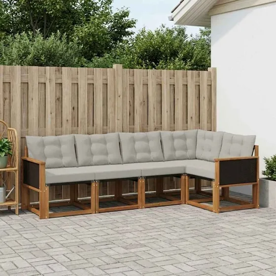 vidaXL Udendørs Sofagruppe 5-pces Naturfarvet og Lysegrå