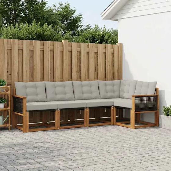 vidaXL Udendørs Sofagruppe 5-pces Naturfarvet og Lysegrå