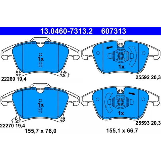 ATE Bremseklodser 13.0460-7313.2 til Ford Galaxy, Mondeo og S-Max