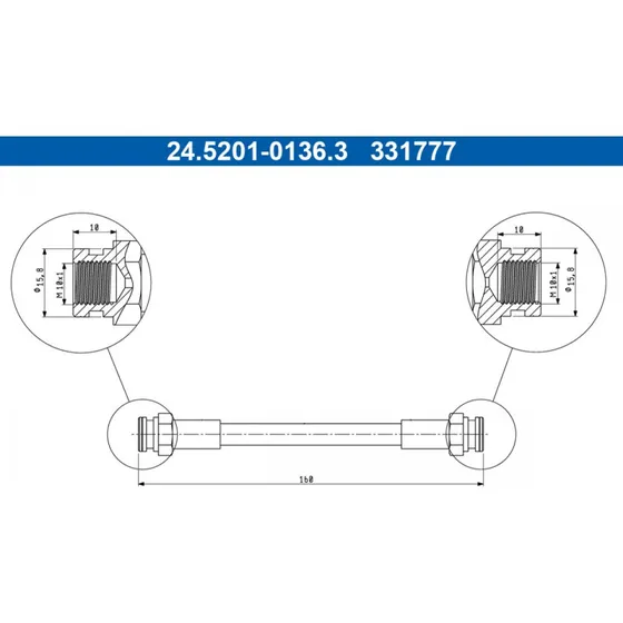 ATE Bremseslange 24.5201-0136.3 for SEAT & VW