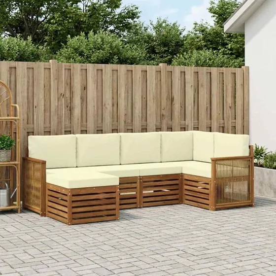 vidaXL Sektionalsofa 5-pces Naturlig/Fløde