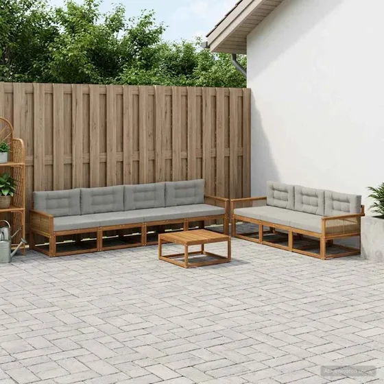 vidaXL Udendørs Sofagruppe 8 pc Naturlig/Lys Grå