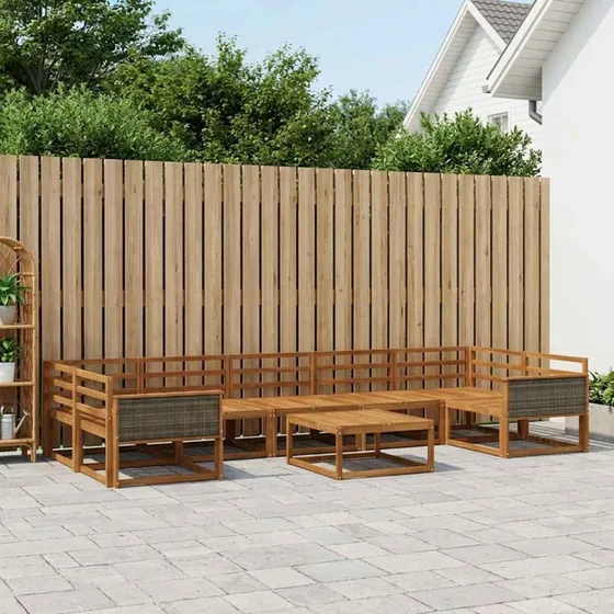 vidaXL Udendørs Sofagruppe 8 pc Naturfarvet Akacietræ