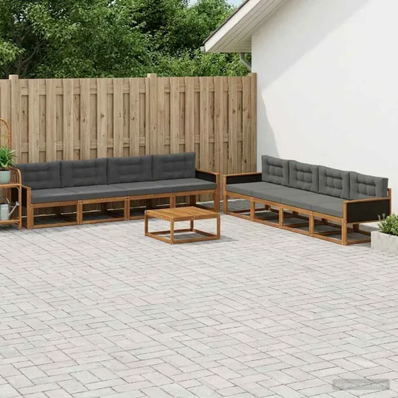 vidaXL Udendørs Sofagruppe 9 pcs Naturlig/Antracit