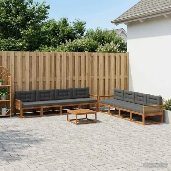 vidaXL Udendørs Sofagruppe 9 pcs Naturlig/Antracit