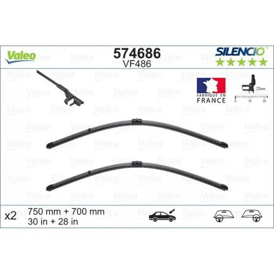 VALEO Viskerblad 750/700 mm SILENCIO, foran, til RENAULT Espace IV