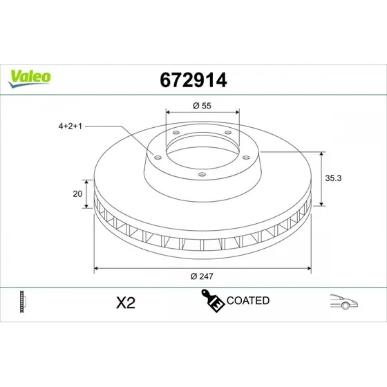 VALEO 672914 Bremseskive