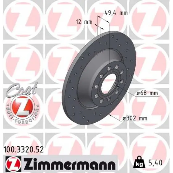 ZIMMERMANN SPORT COAT Z 100.3320.52 Bremseskive