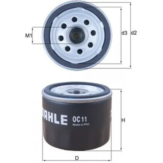 MAHLE Oliefilter OC 11, passende til Renault, Fiat, Maserati