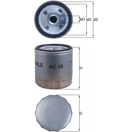 MAHLE Brændstoffilter KC 20, 40563502, VN100005