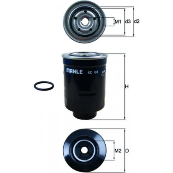 MAHLE Brændstoffilter KC 83D, 86,5 mm, 138,7 mm, 3/4-16UNF-2B